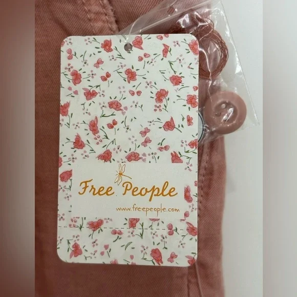 Free People Utility Harem Linen Bermuda Jean Shorts Bohemian Braided Rose Pink 2 - Picture 8 of 15